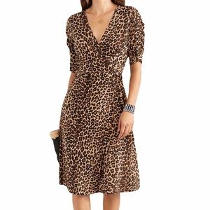 Faithfull The Brand 8 Large Abbey Wrap Animal 0426 Print Midi Dress leopard